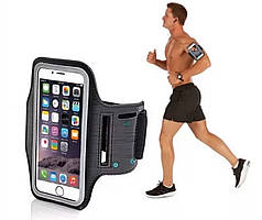 Прозорий чохол на руку "ProArm" для телефона, навушників на липучці в чорному кольорі