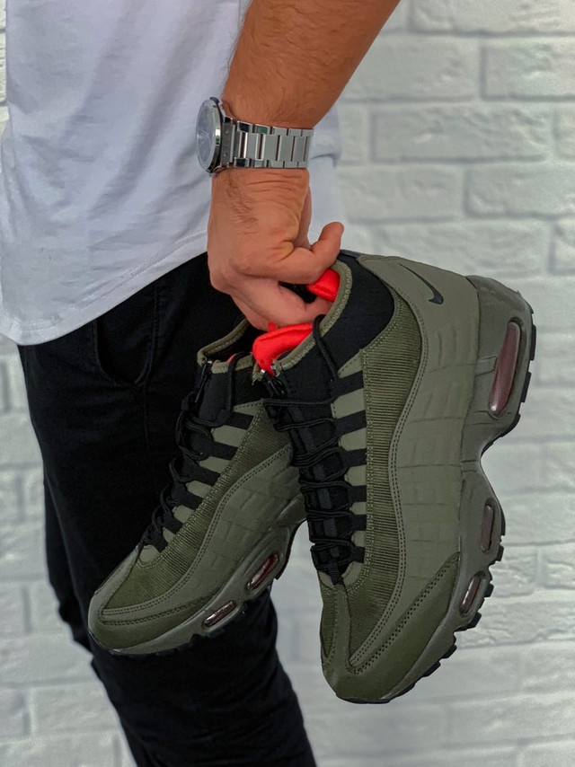 Мужские кроссовки Nike Air Max 95 Sneakerboot Haki Winter термо зима / обувь Найк Аир Макс 95 Сникербут