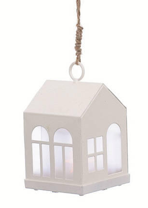 Прикраса Ліхтар підвісний, прямокутний, метал, 8 см, 1LED, колір білий, фото 1