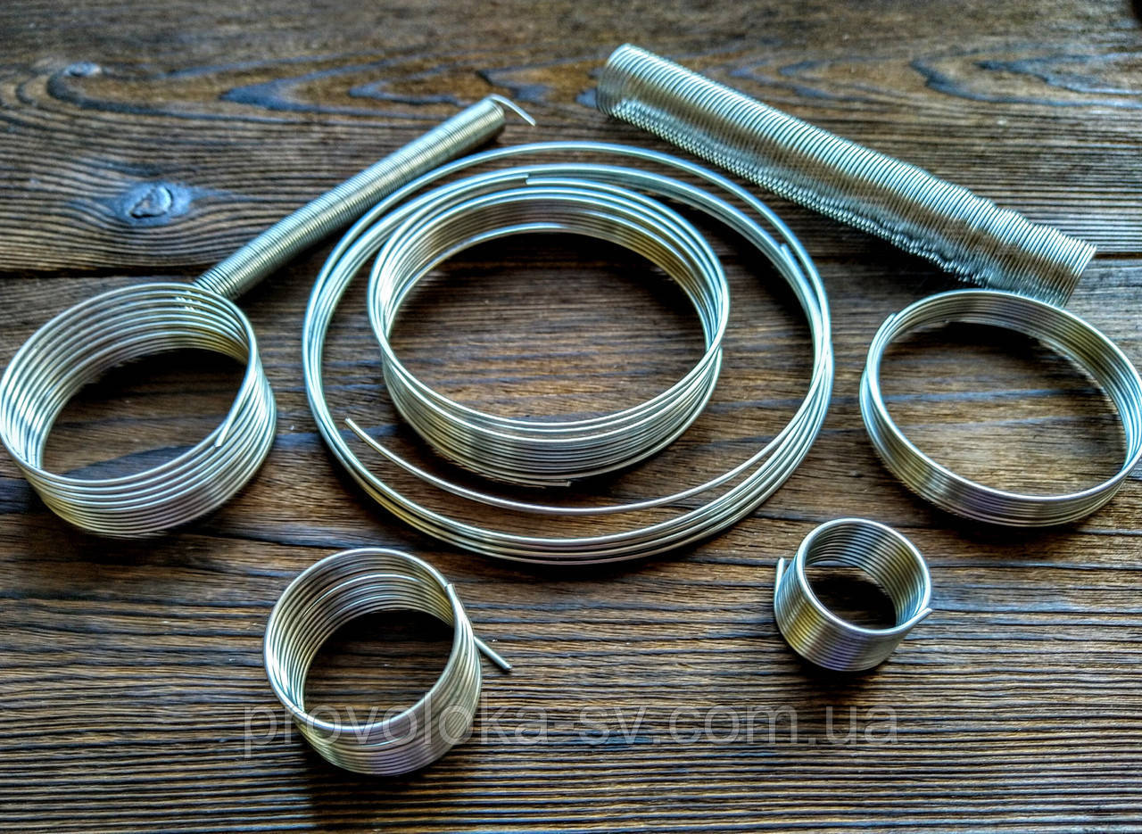 Дріт з пам'яттю колір срібло дріт 1.2 мм діаметр кільця 100 мм для браслетів 10 витків, фото 1