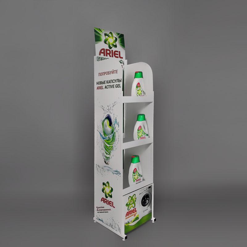 Підлогова торгова POS-стійка для побутової хімії з полицями під бренд | Goldisplay опт, фото 1