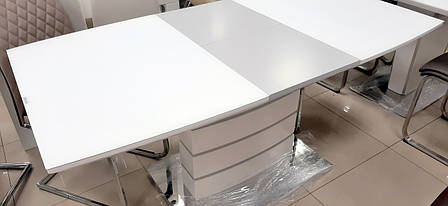 Стіл обідній розкладний в стилі модерн Houston (Х'юстон) DT-9123-1 Evrodim, White Satin, фото 1