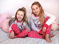 Дитяча піжама для дівчинки з принтом сердець Tobogan Іспанія 88201 Сірий меланж