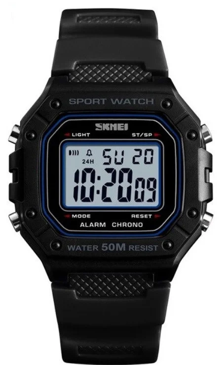 Skmei 1496 чорний з білим екраном чоловічий спортивний годинник