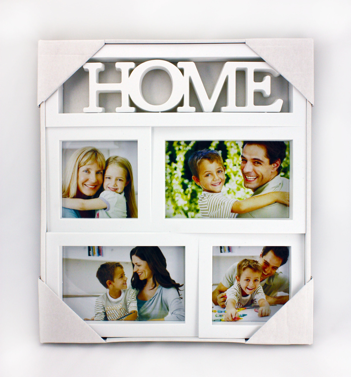 Фоторамка-колаж на 4 фото, "HOME", пластик, білий