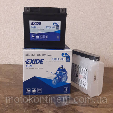 Акумулятор для мотоцикла гелевий EXIDE ETX5L-BS = YTX5L-BS 4 Ah 113x70x105, фото 1
