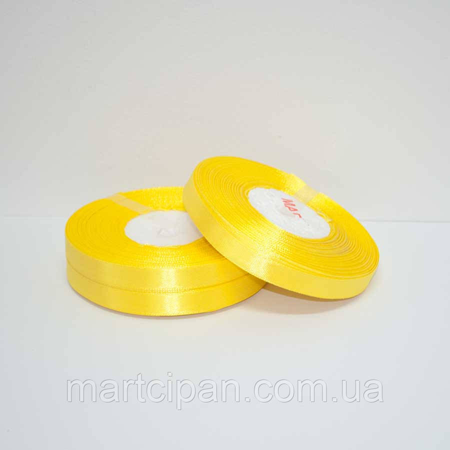 Жовта стрічка атласна для декорації тортів моток 22 метри, фото 1