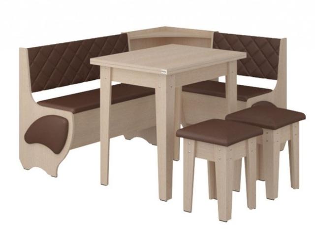 Уголок кухонный Милорд ДСП дуб молочный+винил коричневый Уголок кухонный Милорд ДСП дуб молочный+винил коричневый