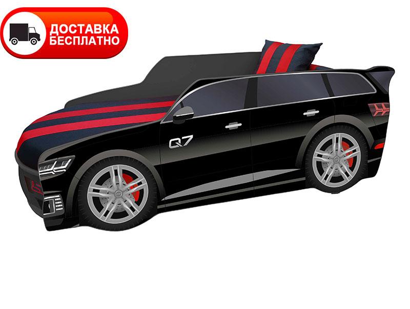 Ліжко машина серія Преміум модель Audi Q7 чорний Р003 зі спортивним матрацом і подушкою