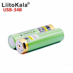 Аккумулятор 18650 с USB зарядкой LiitoKala 3400mAh 3.7В USB-34B NCR18650B MH12210 с microUSB