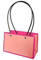 Паперова сумка прямокутна вологостійка для букетів рожева