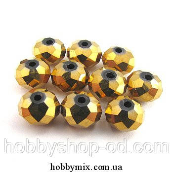 Бусини кришталеві "сфера" 6 мм золоті (100 шт.), фото 1