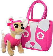 Собачка Кіккі, 22см, рожева сумка з аплікацією, пісенька