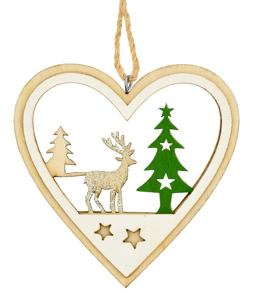 Декоративна підвіска 10 см, Серце, дерев'яна, House of Seasons