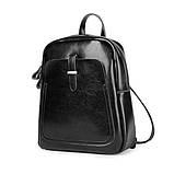 Рюкзак сумка шкіряний жіночий міський. Рюкзак трансформер з натуральної шкіри (чорний), фото 2