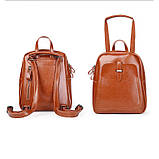 Рюкзак сумка шкіряний жіночий міський. Рюкзак трансформер з натуральної шкіри (чорний), фото 3