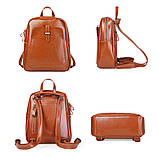 Рюкзак сумка шкіряний жіночий міський. Рюкзак трансформер з натуральної шкіри (чорний), фото 8