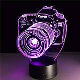 Світильник 3D Фотоапарат, 3D світильники нічники Подарунки друзям, Оригінальні подарунки, фото 3