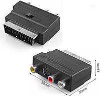 Переходник Scart на 3 RCA S-Video AV с переключателем