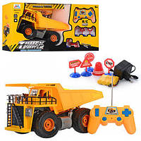 Самоскид 0115 радіокер., акумулятор, їздить, рух. ківш, дорожній знак 5 шт., муз., бат., кор., 53-27-19 см