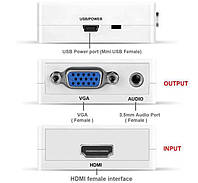 Преобразователь Конвертер VGA в HDMI Адаптер Переходник Видео Аудио