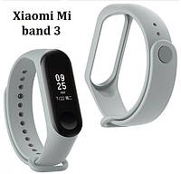 Силиконовый Браслет Xiaomi Mi band 3 4 M3 M4 Ремешок для Смарт Часов (серый)