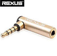 Переходник REXLIS 90 градусов 3,5 мм 4pin Адаптер для Гарнитуры Аудио Штекер для Наушников Угловой