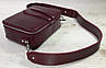 65-р Натуральна шкіра, Сумка жіноча крос-боді з широким ременем бордова, марсала Шкіряна сумка жіноча, фото 6