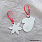 Новогодняя керамическая игрушка ручной работы белая "Рукавичка" со снежинкой, фото 3