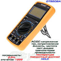 DT9208A, цифровий мультиметр +термопара, вимірювання ємності, опору, AC/DC струму та напруги, частоти,