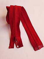 Замок-блискавка  роз'ємний пластиковий №5 "Трактор" ,1 бігунок, 50 см. Червоний Застежка молния