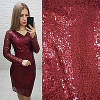 Платье новогоднее с пайетками арт. 139 бордовое / бордового цвета / вишневое