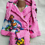 Халат з капюшоном і вушками на запах дитячий рожевий на 3, 5 і 7 років VITALL® production 75vtl, фото 2