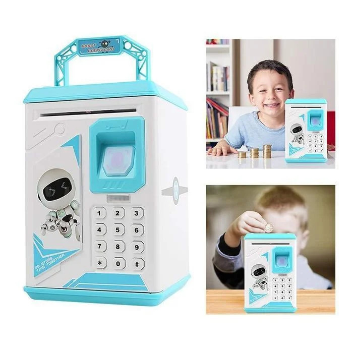 Робот скарбничка Robot Bodyguard блакитний з відбитком + Подарунок, фото 1