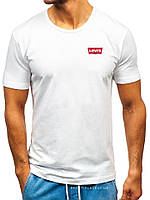 Мужская футболка Levis (Левис) белая (маленькая эмблема) хлопок