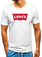 Мужская футболка Levis (Левис) белая (большая эмблема) хлопок