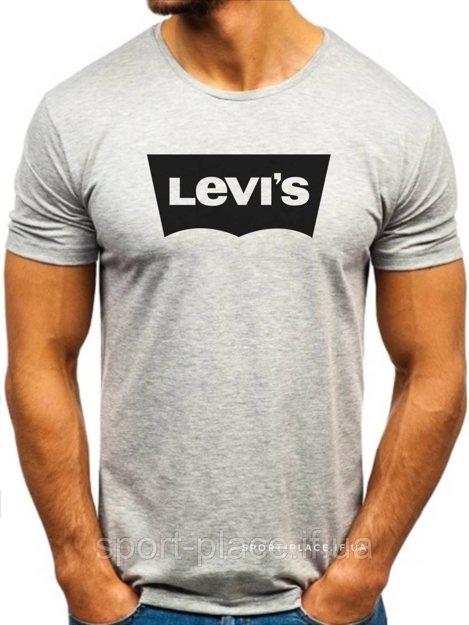 Чоловіча футболка Levis (Левіс) сірий (велика емблема) бавовна