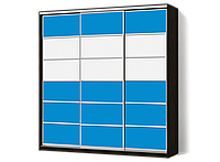 Шкаф-Купе Трехдверный Классик-1 ДСП Венге, комбинированный фасад цветное стекло 107 (Luxe-Studio TM)
