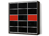 Шкаф-Купе Трехдверный Классик-2 ДСП Венге, комбинированный фасад цветное стекло 108/102/108/ (Luxe-Studio TM)