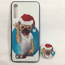 Чехол для Samsung A50/A30s Pug + Popsocket