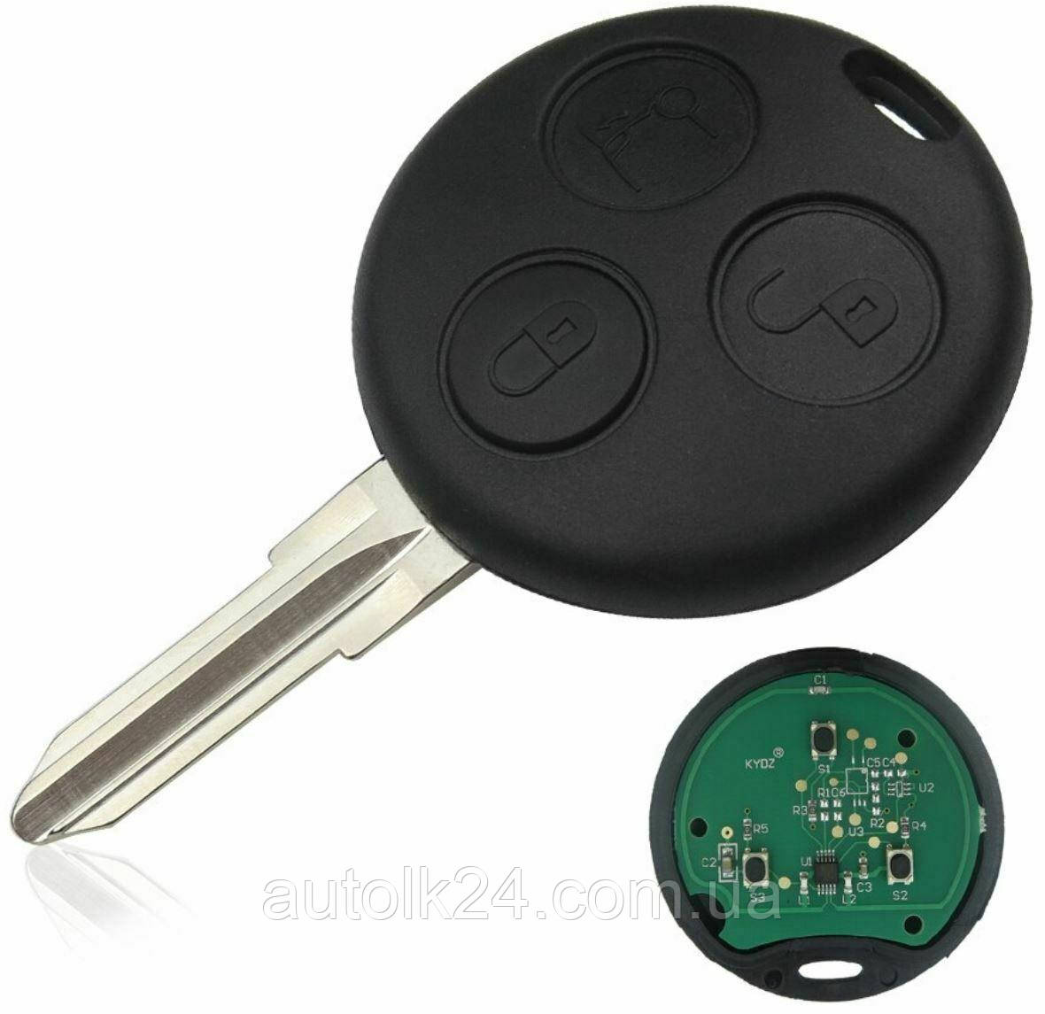 Ключ Smart Fortwo 3 кнопки 433 434 MHZ лезо YM23R