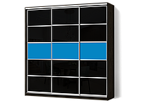 Шкаф-Купе Трехдверный Классик-3 ДСП Венге, комбинированный фасад цветное стекло 109 (Luxe-Studio TM)
