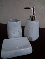 Набор аксессуаров для ванной комнаты (цвет - бежевый мрамор), 3 предмета