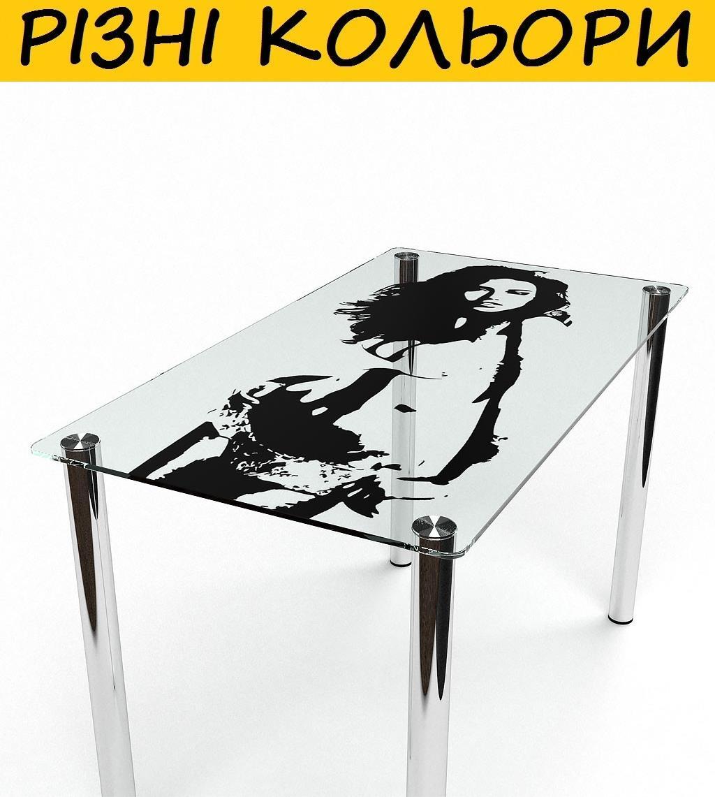 Стіл кухонний скляний Силует. Колір та розмір можна змінювати. Можливий фотодрук та матування, фото 1