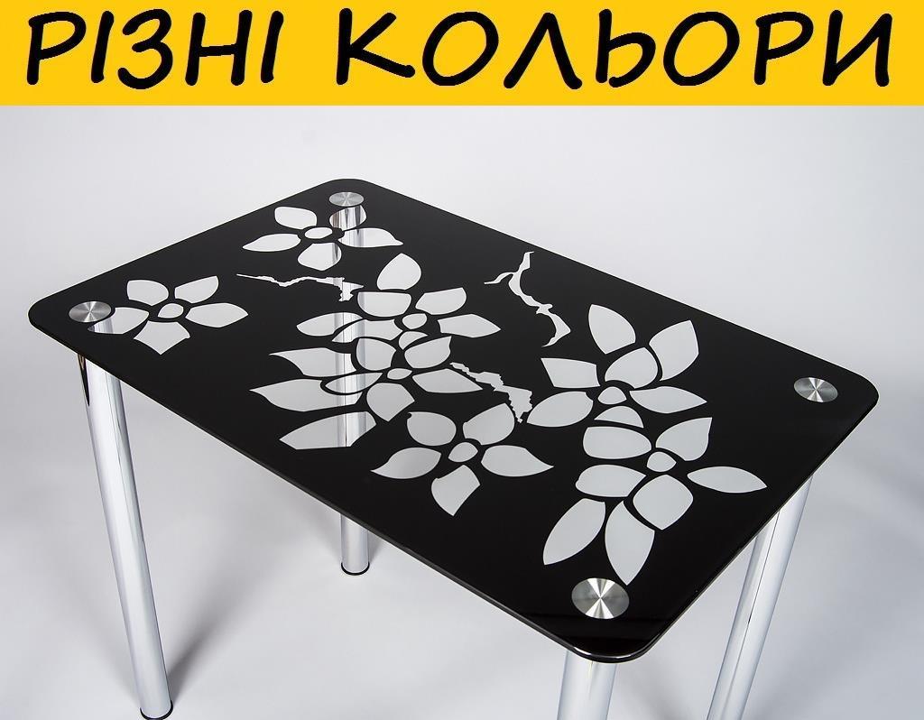 Стіл кухонний скляний Цвітіння. Колір та розмір можна змінювати. Можливий фотодрук та матування, фото 1