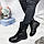 40 р. Ботинки женские зимние черные кожаные на низком ходу, из натуральной кожи, натуральная кожа, фото 7