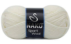 Nako SPORT WOOL ( Спорт Вул ) № 300 молочний (Вовняна пряжа з акрилом, нитки для в'язання)