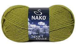 Nako SPORT WOOL ( Спорт Вул ) №10316 оливковий (Вовняна пряжа з акрилом, нитки для в'язання)
