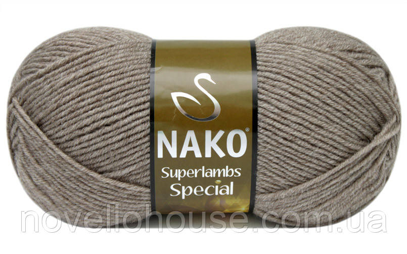 Nako SUPERLAMBS SPECIAL (Суперламбс спесіал) № 23131 латте меланж (Напівшерстяна пряжа, нитки для в'язання)