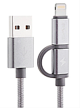 Кабель Awei CL-930C 2 в 1 Lightning і Micro USB, рожевий, фото 3